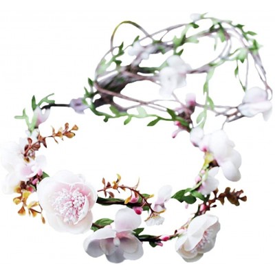 Headbands Adjustable Flower Headband Floral Garland Crown Halo Headpiece Boho with Ribbon Wedding Festival Party - 7 - CZ18H8...