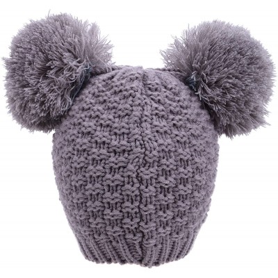 Skullies & Beanies Women's Winter Chunky Knit Beanie Hat w/Double Pompom Ears - Grey - C412O1AT67I $23.87