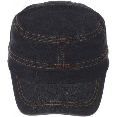 Baseball Caps Army Denim Cadet Cap Cotton Jean Stitch Washed Hat KR4969 - Black - C218DCNSG9E $28.00