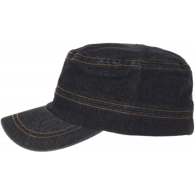 Baseball Caps Army Denim Cadet Cap Cotton Jean Stitch Washed Hat KR4969 - Black - C218DCNSG9E $28.00