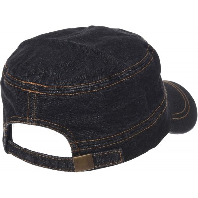 Baseball Caps Army Denim Cadet Cap Cotton Jean Stitch Washed Hat KR4969 - Black - C218DCNSG9E $28.00