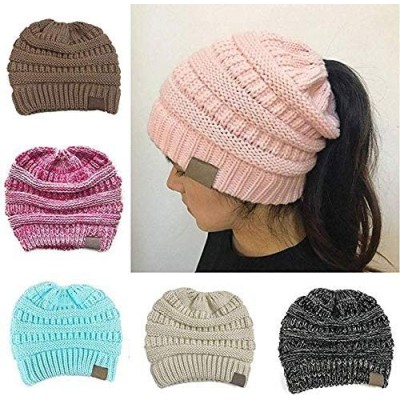 Skullies & Beanies Women Fashion Casual Crochet Knit Hats Skullies Beanie Hat Winter Warm Cap Skullies & Beanies - Beige - CZ...