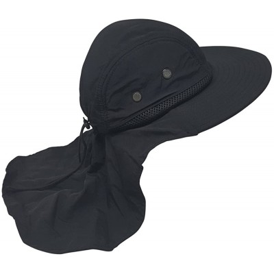 Sun Hats 4 Panel Large Bill Flap Hat - New Black - CB185KZYAMO $11.82