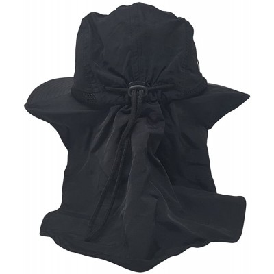 Sun Hats 4 Panel Large Bill Flap Hat - New Black - CB185KZYAMO $11.82