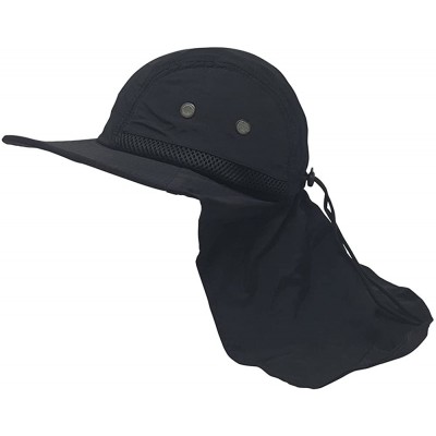 Sun Hats 4 Panel Large Bill Flap Hat - New Black - CB185KZYAMO $11.82