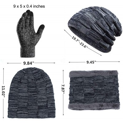 Skullies & Beanies 3Pcs Winter Beanie Hat- Warmer Scarf-Touchscreen Gloves Set for Men Women - Lead - CB18HADI7T0 $11.56