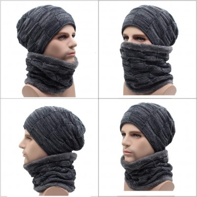 Skullies & Beanies 3Pcs Winter Beanie Hat- Warmer Scarf-Touchscreen Gloves Set for Men Women - Lead - CB18HADI7T0 $11.56