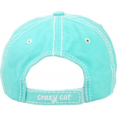 Baseball Caps Vintage Ball Caps for Women Mama Bear Dog Mom Washed Cap - Crazy Cat Mom- Mint - CL18ZYEZO5T $13.12