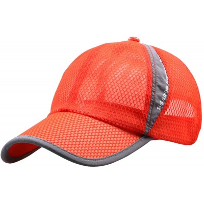 Sun Hats Unisex Mesh Tennis Cap Outdoor Anti-UV Quick Dry Adjustable Running Baseball Hat - Orange - C718RXAQ6Q8 $12.40