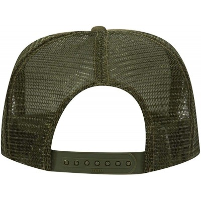 Baseball Caps Polyester Foam Front 5 Panel High Crown Mesh Back Trucker Hat - Ol. Green - CR12EXF21AZ $14.59