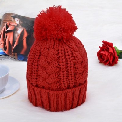 Skullies & Beanies Fashion Women's Warm Crochet Knitted Beanie Hat and Scarf Set with Fur Poms - 3 Black - CC18M3GH8XZ $22.70