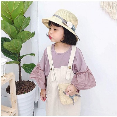 Sun Hats Girls Large Brim Sunhat Wavy Beach Straw Hat Cute Sun Cap - Beige 10 - CU193TO2ZGO $15.76