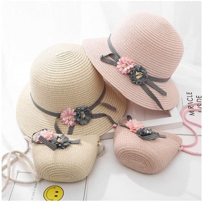 Sun Hats Girls Large Brim Sunhat Wavy Beach Straw Hat Cute Sun Cap - Beige 10 - CU193TO2ZGO $15.76