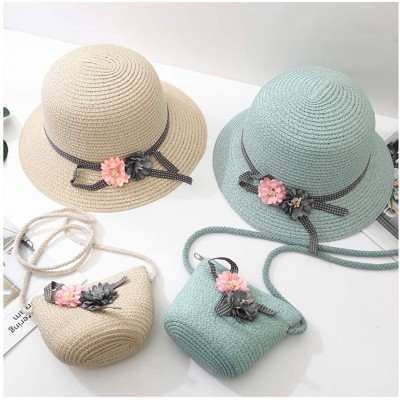 Sun Hats Girls Large Brim Sunhat Wavy Beach Straw Hat Cute Sun Cap - Beige 10 - CU193TO2ZGO $15.76