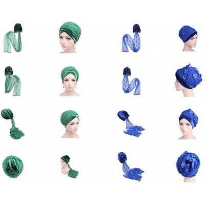 Headbands Women Velvet Turban Hat Headwrap Headscarf Headband Long Head Wrap Hijab Scarf - Cb Beads Royal Blue - CG18Y9AYZM7 ...