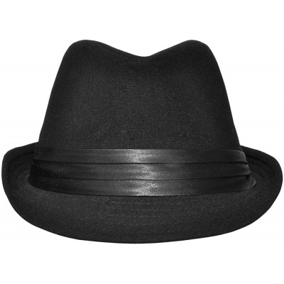 Fedoras Unisex Women Men Short Brim Structured Gangster Manhattan Trilby Fedora Hat - Black - CD1866ELXRG $11.41