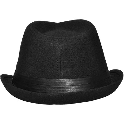 Fedoras Unisex Women Men Short Brim Structured Gangster Manhattan Trilby Fedora Hat - Black - CD1866ELXRG $11.41