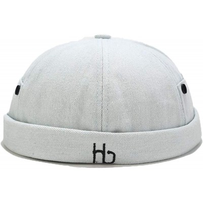Skullies & Beanies Men Hats Docker Cap Hats Beanie Sailor Cap Worker Hat Rolled Cuff Retro Brimless Hat with Adjustable - CO1...