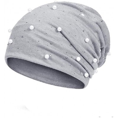 Skullies & Beanies Skullies Beanies Pearl Thin Bonnet Cap Autumn Casual Beanies Hat - Light Grey - C918WMLTHIR $7.26