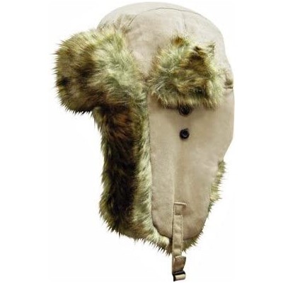 Bomber Hats Trooper Ear Flap Cap w/Faux Fur Lining Hat - Khaki Trooper - CI11FQPKG69 $25.28