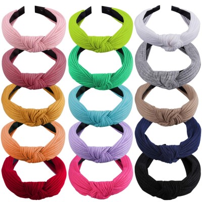 Headbands 15 Pieces Top Knot Headband Turban Headbands with Cross Knot Wide Cloth Headband for Womem and Girls - CP18TMQWNU2 ...