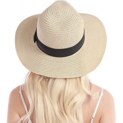 Sun Hats Womens Straw Hat Sun Hat for Women Beach Cap Summer Hats UV Protection UPF50+ - Light Khaki Panama - CW193YAU6DH $14.12