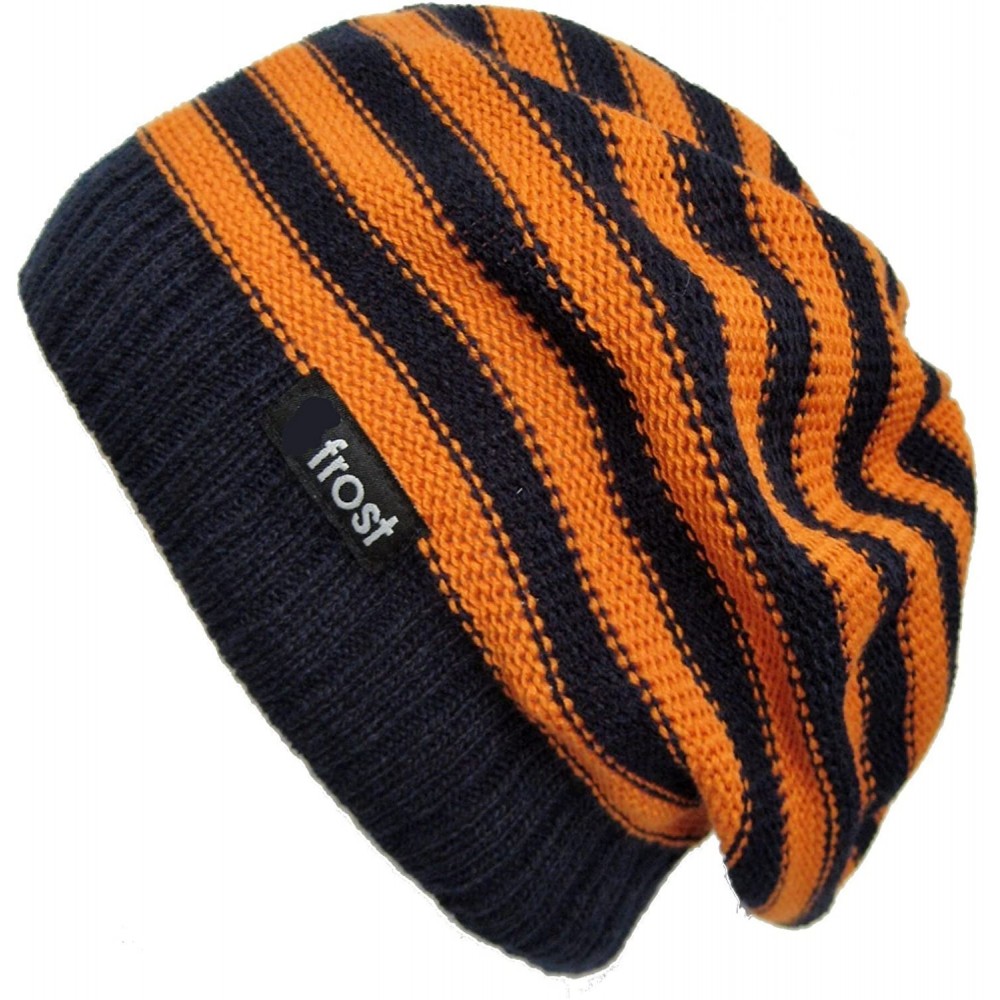 Skullies & Beanies M-147 Slouchy Spring Striped Oversized Beret for Teens and Men - Orange - CR11D12E165 $11.81