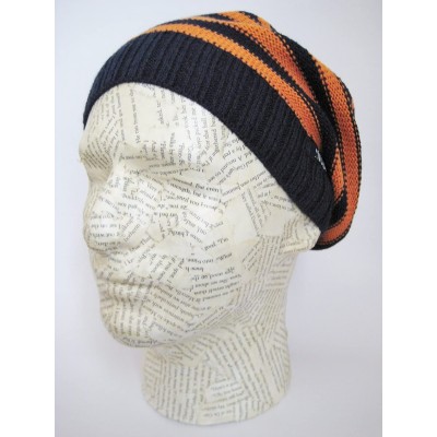 Skullies & Beanies M-147 Slouchy Spring Striped Oversized Beret for Teens and Men - Orange - CR11D12E165 $11.81