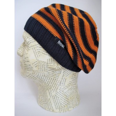 Skullies & Beanies M-147 Slouchy Spring Striped Oversized Beret for Teens and Men - Orange - CR11D12E165 $11.81
