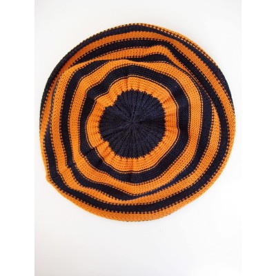 Skullies & Beanies M-147 Slouchy Spring Striped Oversized Beret for Teens and Men - Orange - CR11D12E165 $11.81