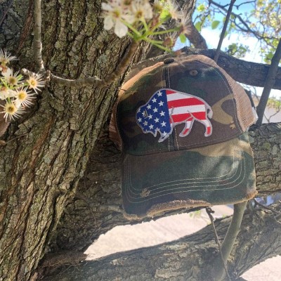 Baseball Caps Distressed Soft Mesh Snap Back Western Themed Women's Hat - American Flag Buffalo – Camo - CQ197M55W05 $19.83