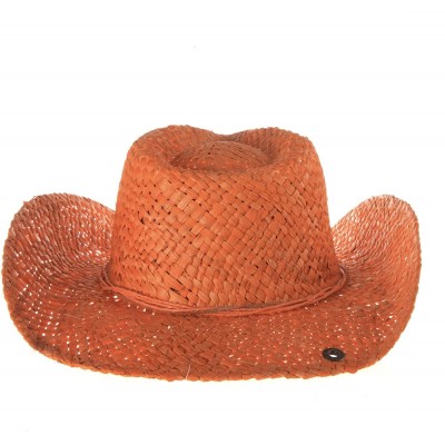 Cowboy Hats Women's Calico Flower Straw Cowgirl Hat - Pgd4023-Tea-O - Orange - CZ11CP3UXP9 $29.98