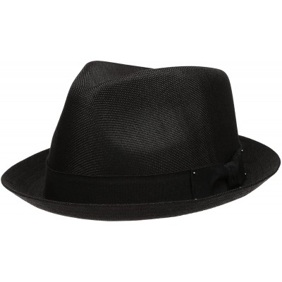 Fedoras Men's Summer Lightweight Linen Fedora Hat with Casual Low Cut Sock - F0960-black - CM12F72HI3T $13.27