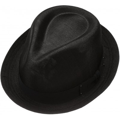 Fedoras Men's Summer Lightweight Linen Fedora Hat with Casual Low Cut Sock - F0960-black - CM12F72HI3T $13.27