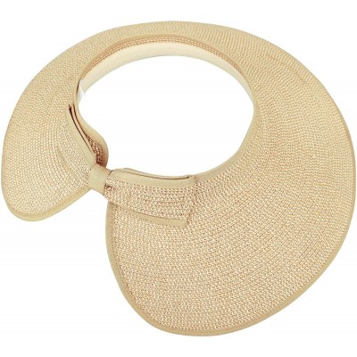 Sun Hats Womens UV Protective Floppy Sun Hat Wide Brim Beach Packable Straw Visor - Beige Brown Mix - CF1803UE9ZS $17.41
