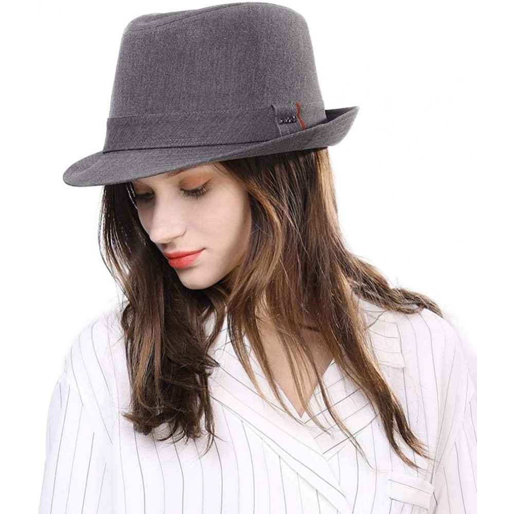 Fedoras Hand Made 100% Wool Felt Gents Teardrop Fedora Trilby Derby Hat with Wide Band Crushable for Travel - C4196SOAQY4 $21.69