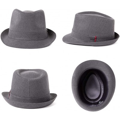 Fedoras Hand Made 100% Wool Felt Gents Teardrop Fedora Trilby Derby Hat with Wide Band Crushable for Travel - C4196SOAQY4 $21.69