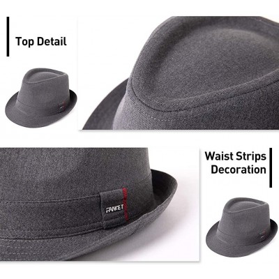 Fedoras Hand Made 100% Wool Felt Gents Teardrop Fedora Trilby Derby Hat with Wide Band Crushable for Travel - C4196SOAQY4 $21.69