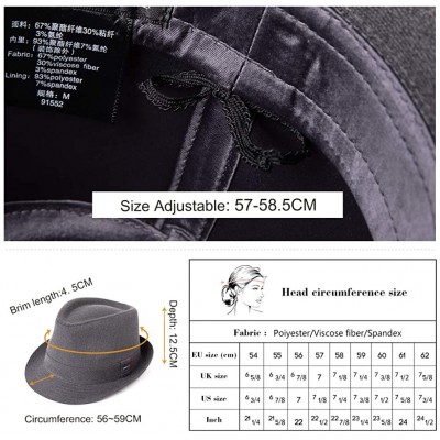 Fedoras Hand Made 100% Wool Felt Gents Teardrop Fedora Trilby Derby Hat with Wide Band Crushable for Travel - C4196SOAQY4 $21.69