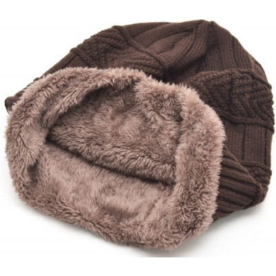 Skullies & Beanies Oversized Unisex Fleece Lined Slouchy Beanie Soft Thick Warm Winter Knitted Beanie Ski Hat - C7188YIQ2U9 $...