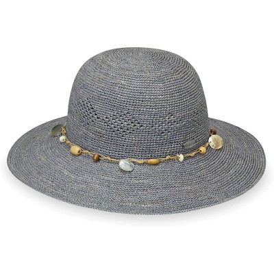 Sun Hats Women's Ojai Sun Hat - Adjustable- Broad Brim- Elegant Style- Designed in Australia - Dusty Blue - CZ192Q0G484 $49.17