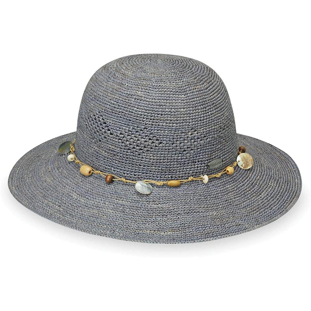 Sun Hats Women's Ojai Sun Hat - Adjustable- Broad Brim- Elegant Style- Designed in Australia - Dusty Blue - CZ192Q0G484 $49.17