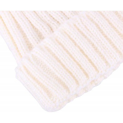 Skullies & Beanies Womens Beanie Winter Cable Knit Faux Fur Pompom Ears Beanie Hat - A_white - CB18E3CEUN5 $12.19
