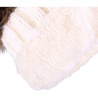 Skullies & Beanies Womens Beanie Winter Cable Knit Faux Fur Pompom Ears Beanie Hat - A_white - CB18E3CEUN5 $12.19