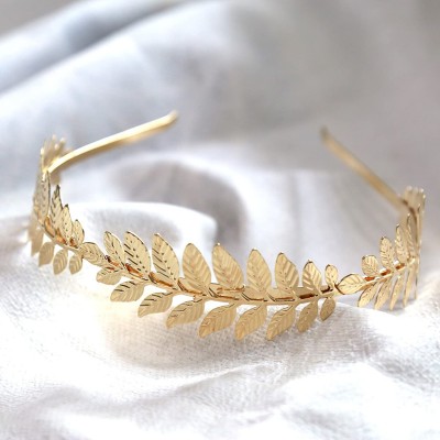 Headbands Greek Goddess Headband Costumes/Gold Leaf Branch Hair Band Crown/Bridal Wedding Headpiece - C018DWW74X6 $8.35