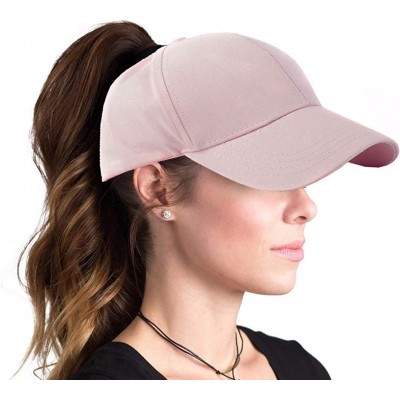 Baseball Caps Women Cotton Ponytail Baseball Cap Messy Bun Cap(Without Hair) - Pink - CQ18R35XGK2 $10.07