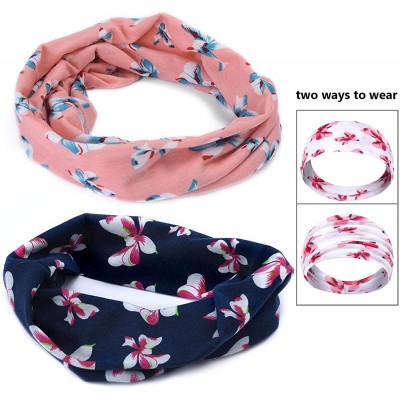 Headbands Boho Headbands for Women Retro Printed Floral Hair Bands Seamless Elastic Band Headband Fashion Head wrap - CG18UXG...