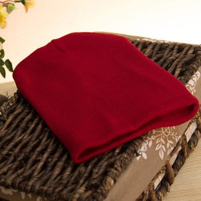 Skullies & Beanies Unisex Cuff Warm Winter Hat Knit Plain Skull Beanie Toboggan Knit Hat/Cap - Red - CF19392IMEG $9.85