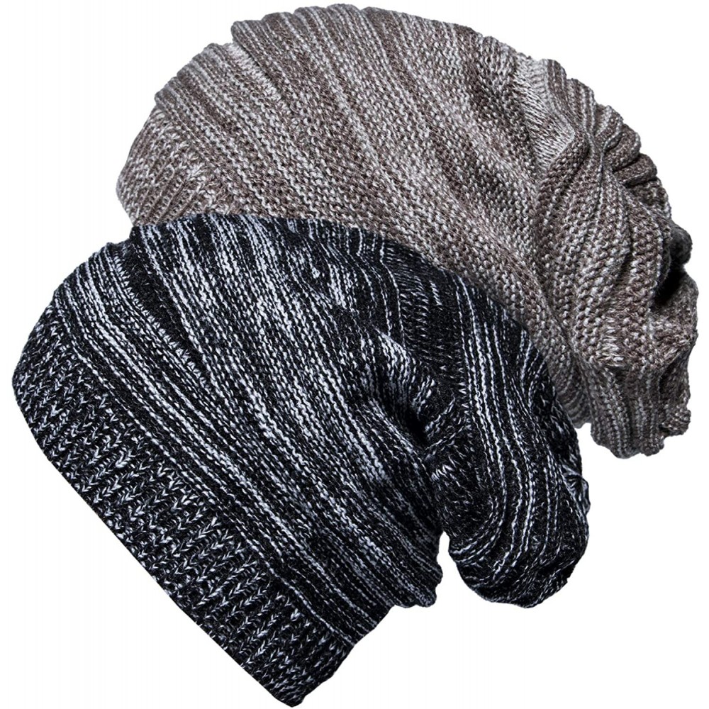 Skullies & Beanies 2 Pack Winter Slouchy Beanie Hat for Women & Men- Knit Soft Cozy Oversized Warm Hats - D-bkgr - CD18HSNL4Y...