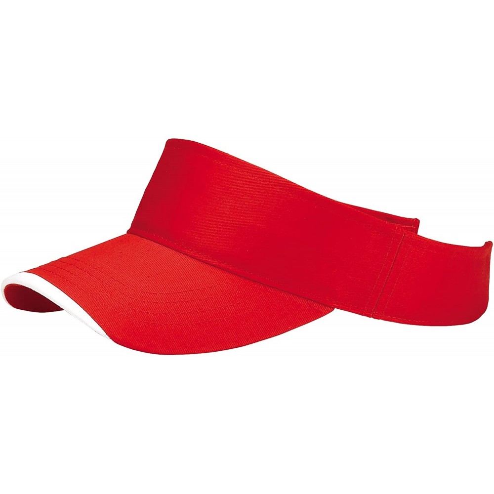 Visors Unisex Pro Style Deluxe Brushed Cotton Twill Visor-4051 - Red/White - CB121FJKF97 $6.86